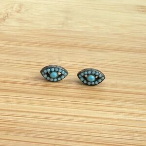 Turquoise Beaded Evil Eye Stud Earrings